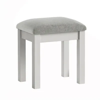 Light Grey Wood Stool Grey Fabric Seat