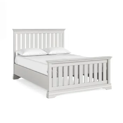 Light Grey Wood 4ft6in Slatted Double Bed High Foot End