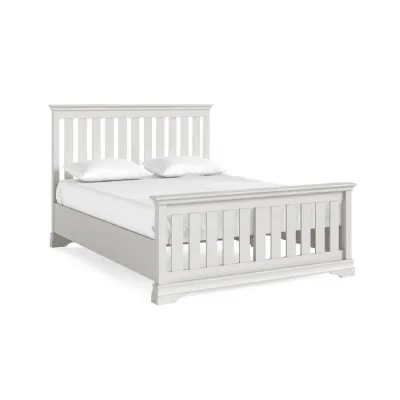 Light Grey Wood 5ft King Size Slatted Bed Foot End