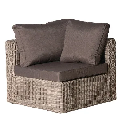 Modern Natural Brown Rattan Corner Chair With Cushion