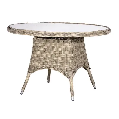Outdoor Rattan Round Glass Top Table