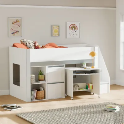 Gaia 90cm Single Midsleeper White and Silver