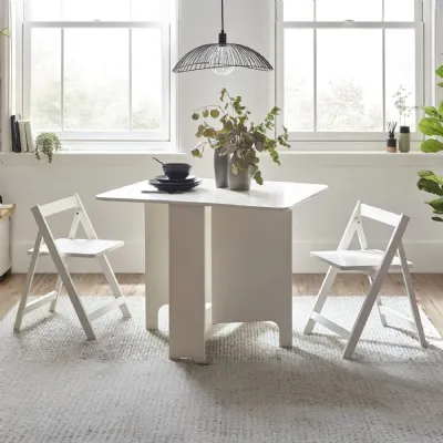 Gatan Small Gateleg Table With 2 Chairs White