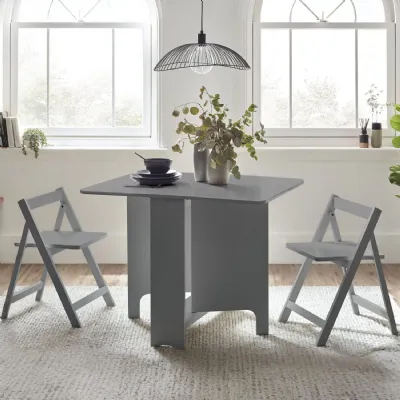 Gatan Small Gateleg Table With 2 Chairs Grey