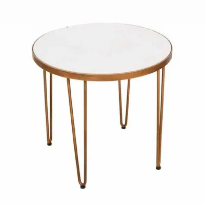 New London Round Hairpin Side Table Copper With Ceramic Top