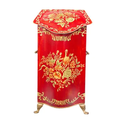 Red Floral Design Tall Decorative Box