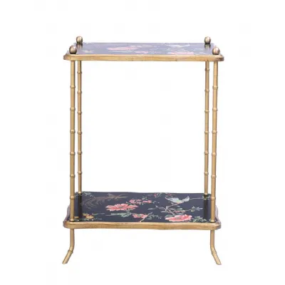 Black Lyre Bird Design 2 Tier Table