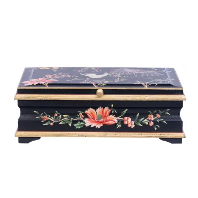 Black Lyre Bird Design Large Jewellery Box