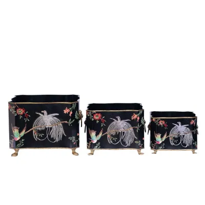 Black Lyre Bird Design Nest of 3 Boxes