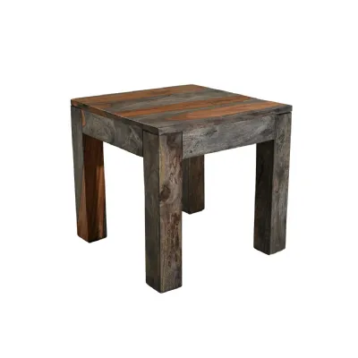 Modern Grey and Brown Sheesham Wood Lamp Table