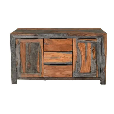 Modern Two Tone Sheesham Wood Medium 2 Door Sideboard