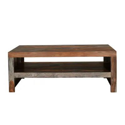 Modern Two Tone Sheesham Wood TV Unit with Open Shelf