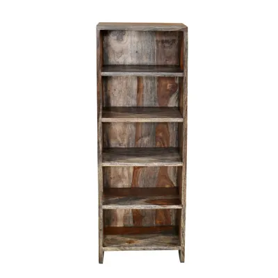 Modern Grey and Brown Sheesham Wood CD DVD Rack