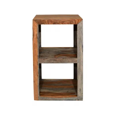 Modern Grey and Brown Sheesham Wood 2 Hole Unit