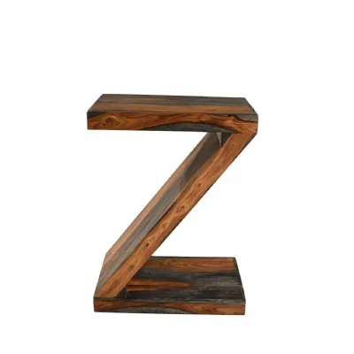 Modern Dark Sheesham Wood Z Shelving Unit