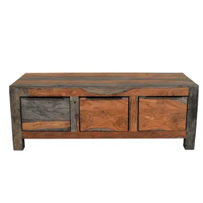 Modern Two Tone Sheesham Wood 3 Drawer Coffee Table