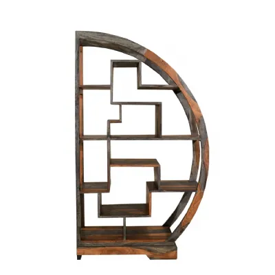 Modern Two Tone Sheesham Wood Half Round Display Unit
