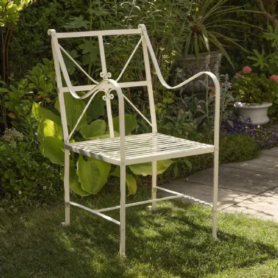 Iron Frame Distressed Garden Dining Chair