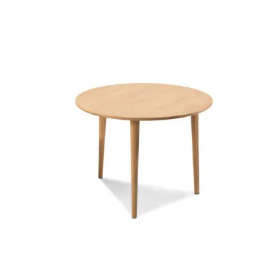 Modern Matt Lacquer Round Oak 4 Seater Dining Table with Tapered Legs