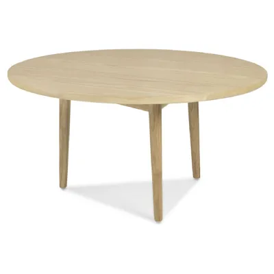 Modern Solid Oak Round Coffee Table with Matt Lacquer Finish