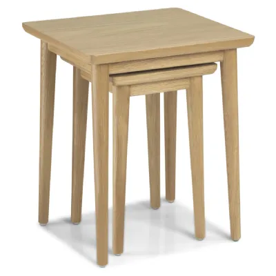 Modern Solid Oak Matt Lacquer Finish Nest of 2 Tables