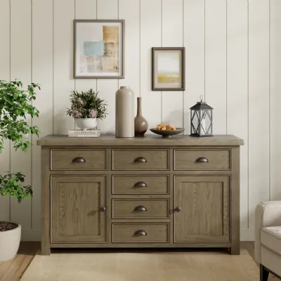 Traditional Style Sartene Oak 6 Drawer 2 Door Large Sideboard