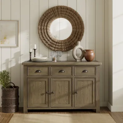 Farmhouse Style Solid Oak Large 3 Drawer 3 Door Sideboard