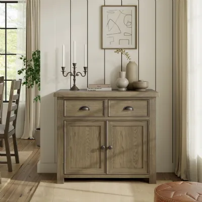 Traditional Style Sartene Oak Small 2 Door 2 Drawer Sideboard