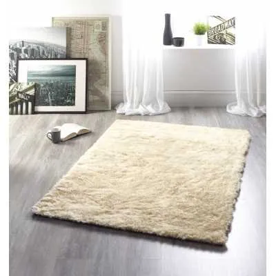 Origins Glamour Cream Fur Polyester Hand Tufted Large Rug 160x230cm