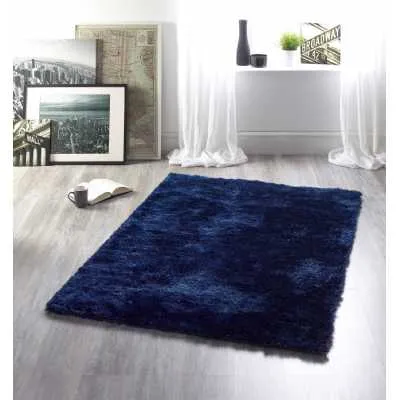 Origins Glamour Indigo Royal Blue Fur Shaggy Rug in Polyester 160X230cm