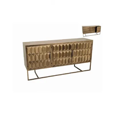 Industrial Gold 'Fitzgerald' 3 Door Large Metal Sideboard