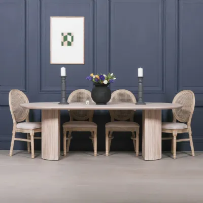 Blanche Acacia Fluted Oval Dining Table