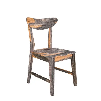 Scandinavian Grey and Brown Sheesham Wood Dining Chair