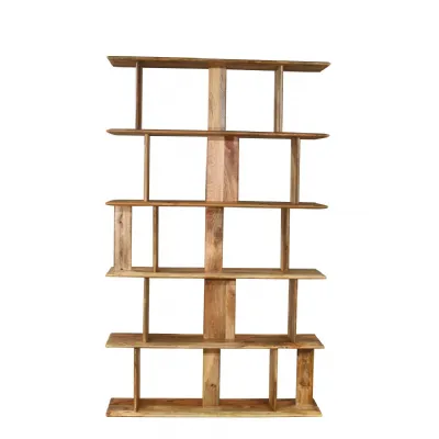 Scandinavian Solid Mango Wood Abstract Display Shelving Unit