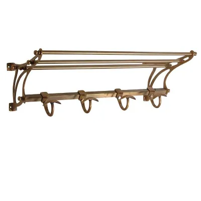 Vintage Brass Coloured Retro Wall Mounted Train Style Coat Rack