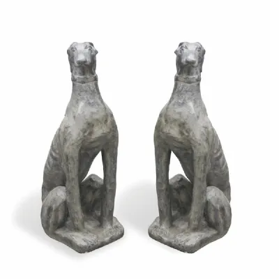 Set of Two Greyhound Sculptures in Glass Reinforced Concrete