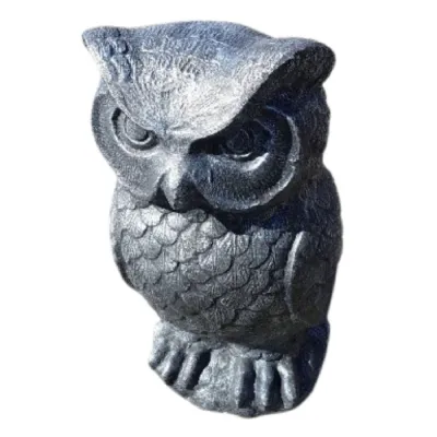 Large Textured Grey Glass Reinforced Concrete Owl Sculpture