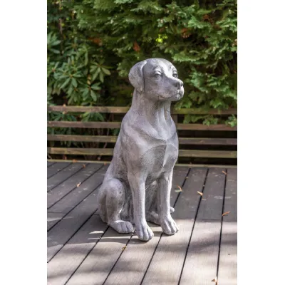 Large Weathered Stone Finish Outdoor Labrador Sculpture