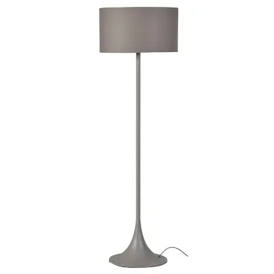 Sandy Grey Modern Tall Floor Lamp With Matching Grey Fabric Shade