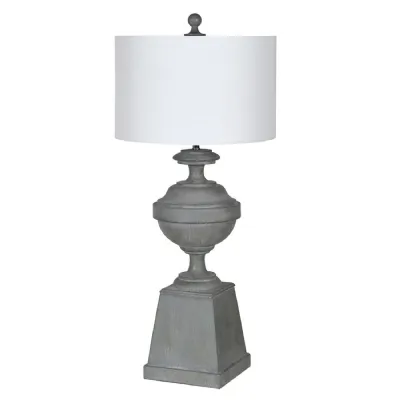 Decorative Grey Lamp with Linen Shade