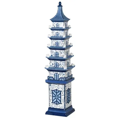 Large Blue And White Chinoiserie Tulip Vase