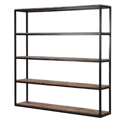 Black and Natural Wood 4 Tier Shelf Unit