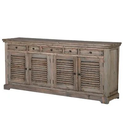 Reclaimed Pine Louvred Large Solid Sideboard