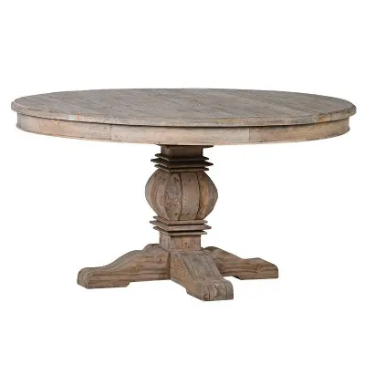 Large Round Dining Table Reclaimed Pine Single Pedestal
