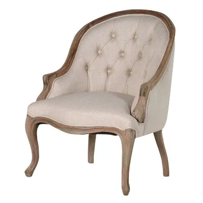 Luxury Reclaimed Pine Linen Curve Back Lounge Chair