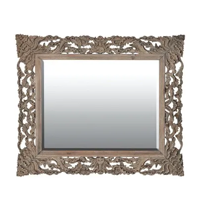 Reclaimed Old Pine Carved Wall Mirror