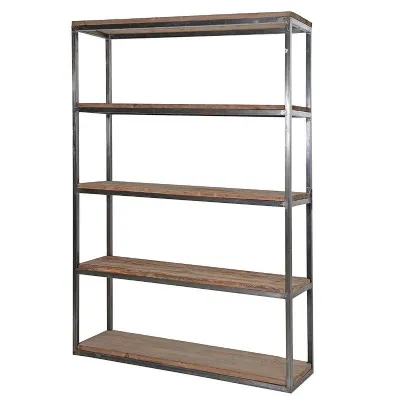 Reclaimed Pine Metal Medium Open Shelf Unit