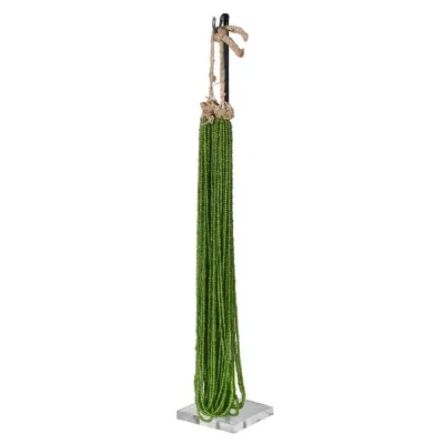 Olive Green Multi strand Bead Necklace On Stand