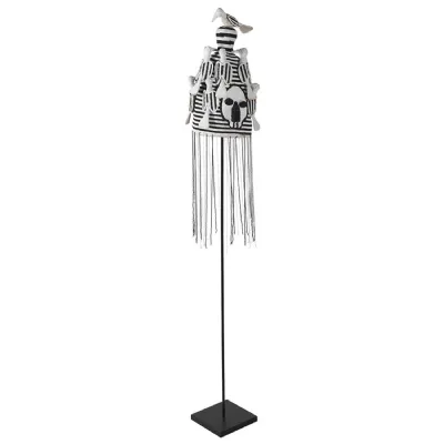 Small Black Beaded Bird Hat On Stand