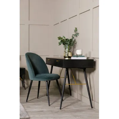 Green Velvet Fabric Curved Dining Chair Black Metal Legs
